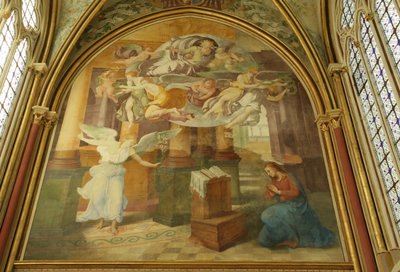 The West Wall of the Rayonnant Chapel of the Abbey with The Annunciation by Francesco Primaticcio